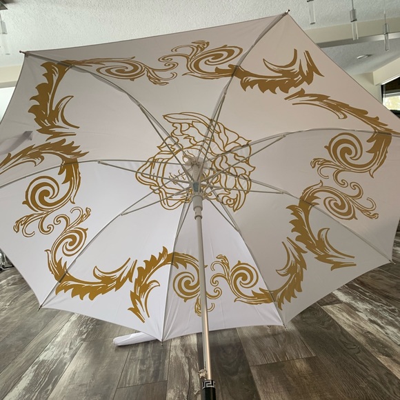 Versace Accessories - VERSACE PARFUMS Large white & gold umbrella